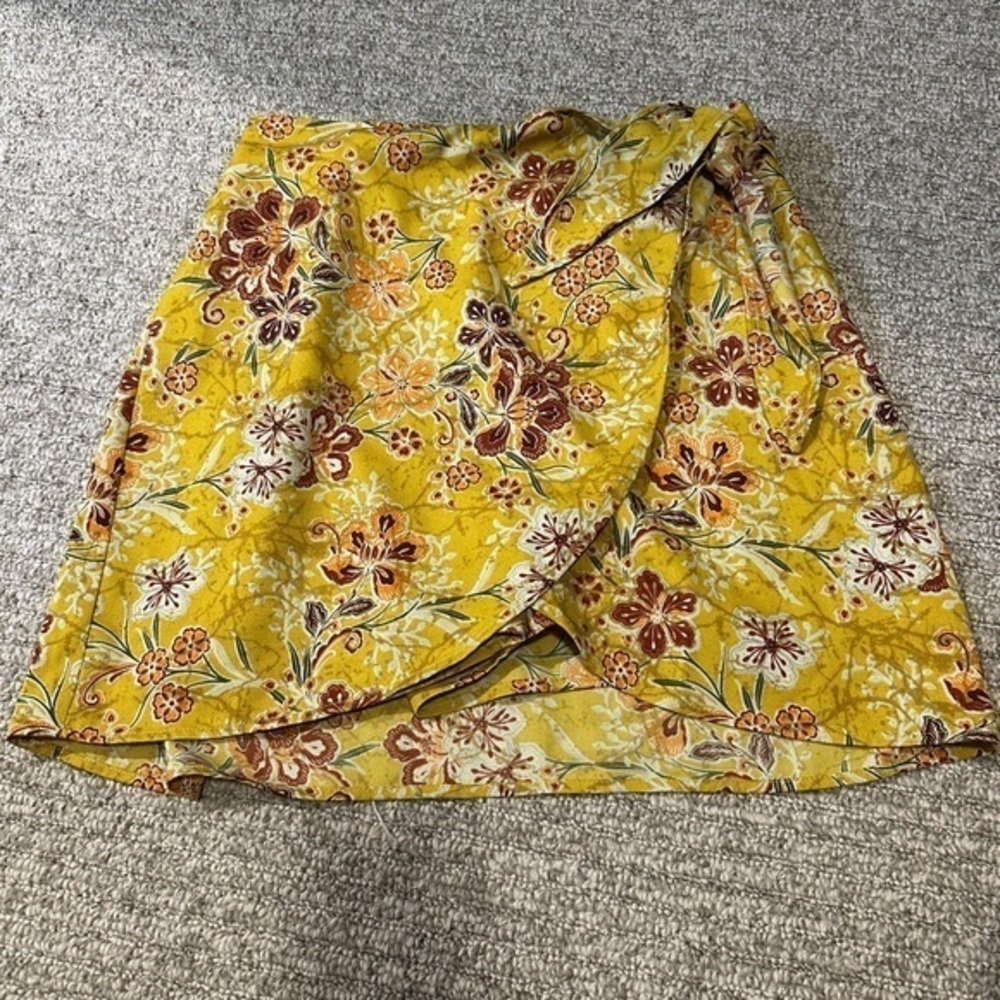 Floral Yellow Wrap Style Skort